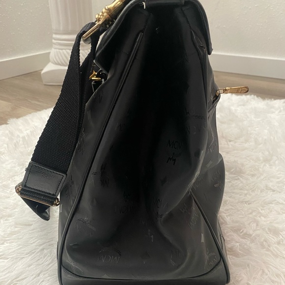 Vintage MCM Viestos Logo Print Black Overnight Bag Large XL - Picture 10 of 16
